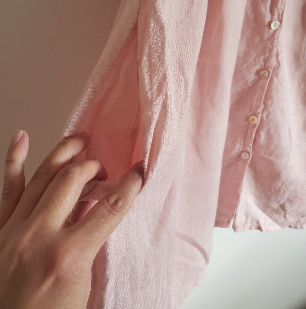 Jillian Harris X Priv Hamptons Babydoll Pink Linen Mini Dress Womens Medium - Picture 4 of 5
